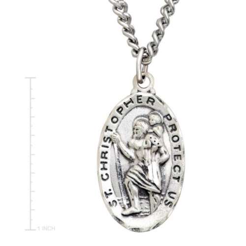 Oval St. Christopher Medal Sterling Silver Pendant 24-Inch Offer on  black friday deal